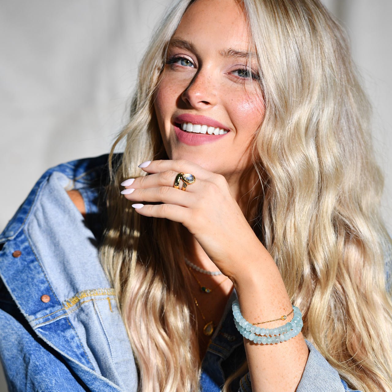 Artful Bracelets's crystal jewelry Raw Aquamarine Beaded Bracelet by Camille Kostek.