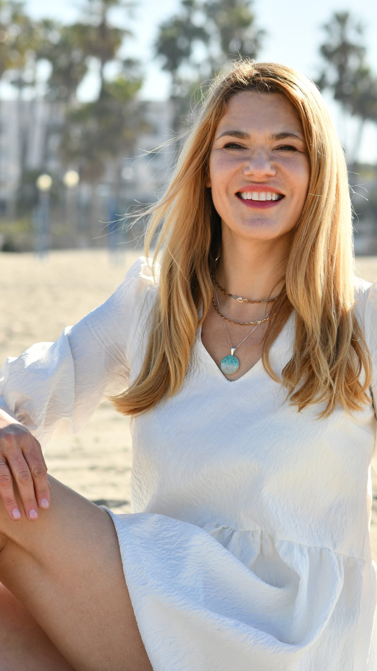 Influencer in the Marina Necklace - Ocean Gradient for Artful Bracelets's Mother's Day campaign.