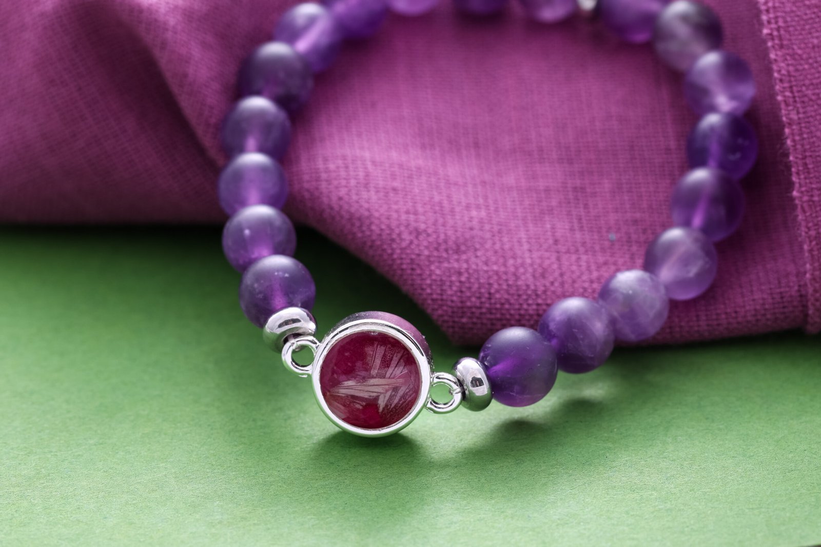 Artful Bracelets's Round Beaded Bracelet in Frosted Amethyst, the perfect summer bracelet.