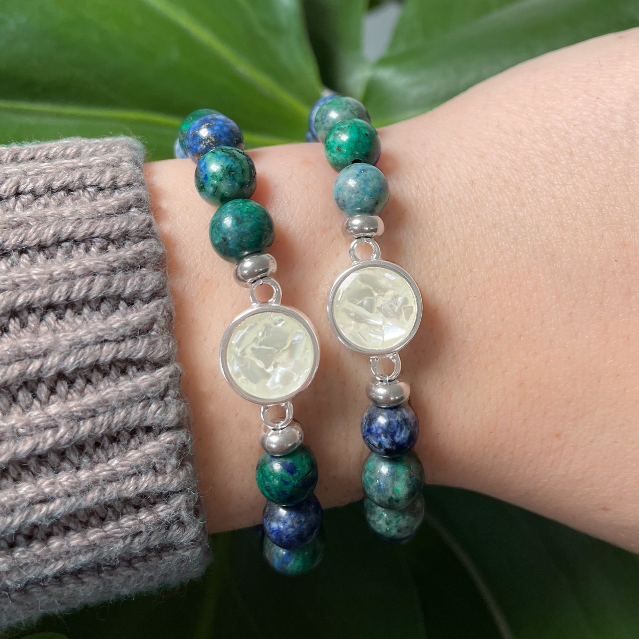 The Azurite beaded bracelet from Artful Bracelets is a great summer jewelry crystal jewelry choice!