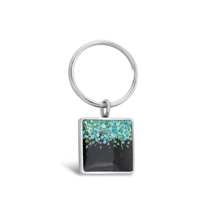 Square key chain with turquoise gradient for a Father's Day Gift Guide