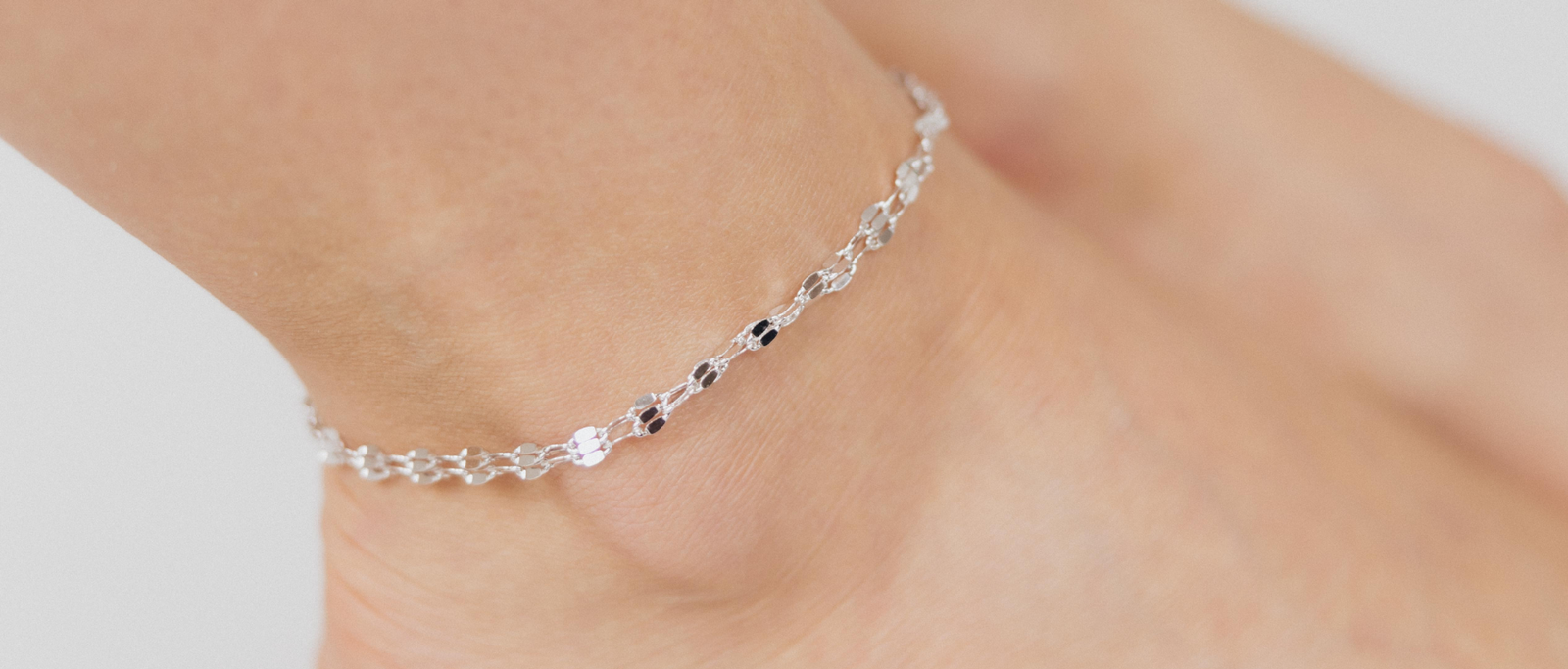 DOUBLE STRAND SPECCHIO MIRROR CHAIN ANKLET (SILVER)