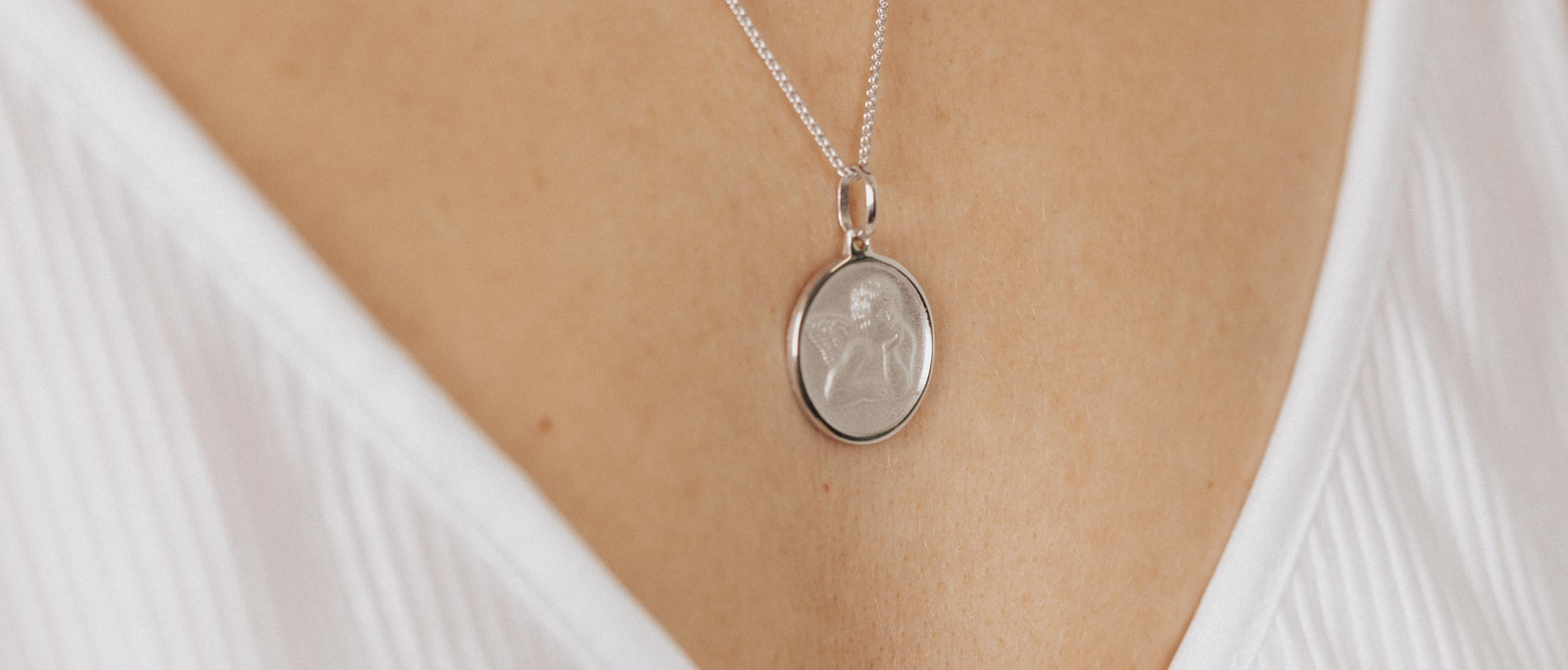 Guardian Angel Medallion in Sterling Silver