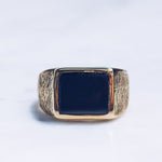 BLACK ONYX STONE RING | BRASS